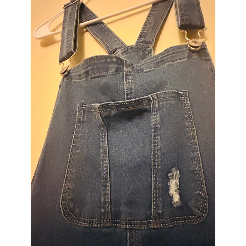 Star Distressed Denim Overalls Women Size Medium Blue Excellent Stretch Bib - Picture 4 of 9